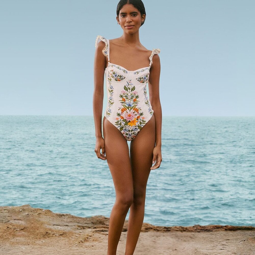 Off-White Sweet Bloom Bouquet One-Piece Swimsuit